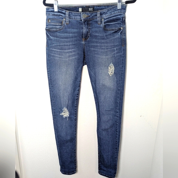 Kut from the Kloth Women's Mia Toothpick Skinny Jeans Size 6 Blue Distressed Euc - Picture 1 of 12